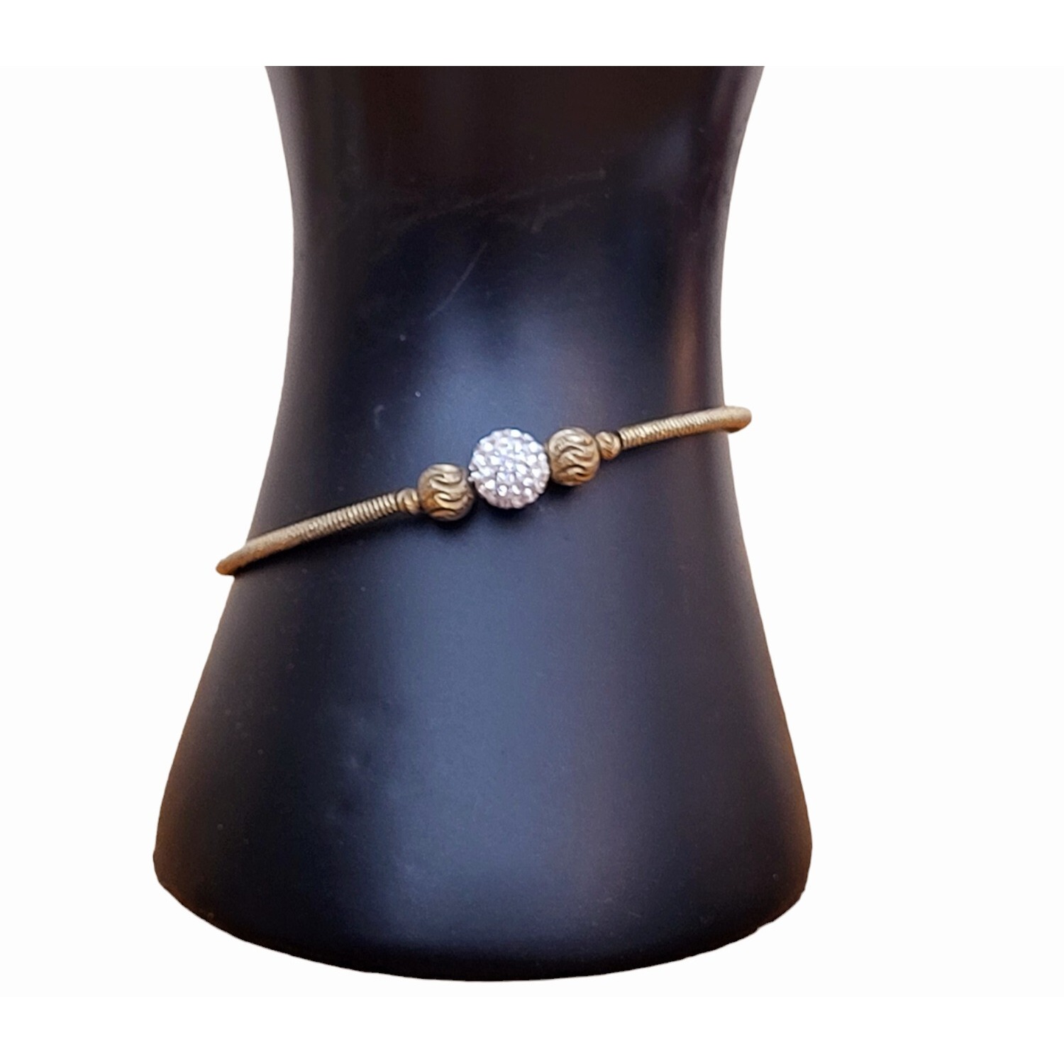 Vintage Dyadema Cuff Bracelet 925 Gold Italy Rhinestone Ball Coils Ribbed Signed